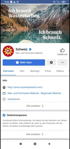 Social Media channels of Swiss Tourism
